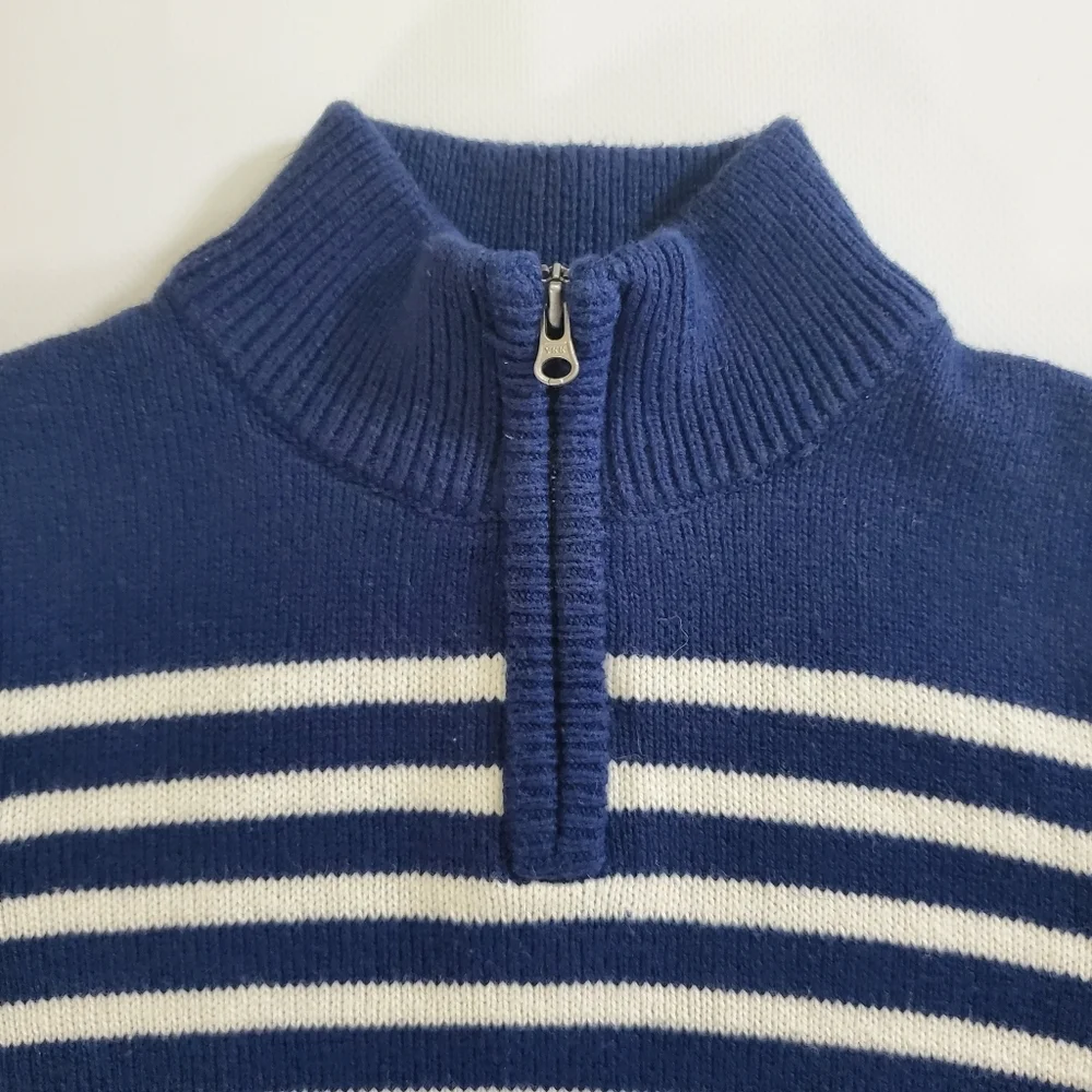K1339 * OshKosh B'gosh Boys Mock Neck Pullover Sweater Blue White Stripe Size 4T